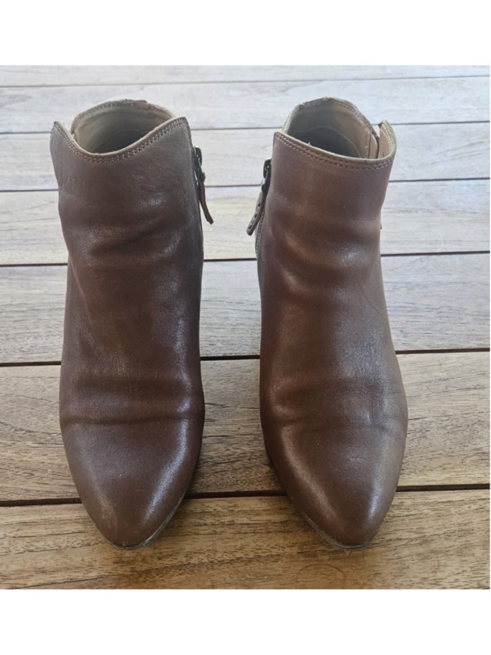 Frye Judith Double Zip Brown Leather Ankle Boots Size 10